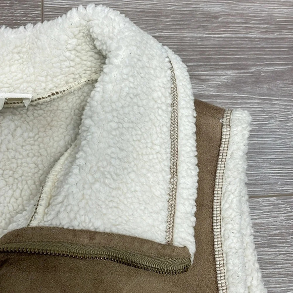 Ann Taylor Loft Faux Suede Sherpa Collared Vest M - Picture 9 of 13